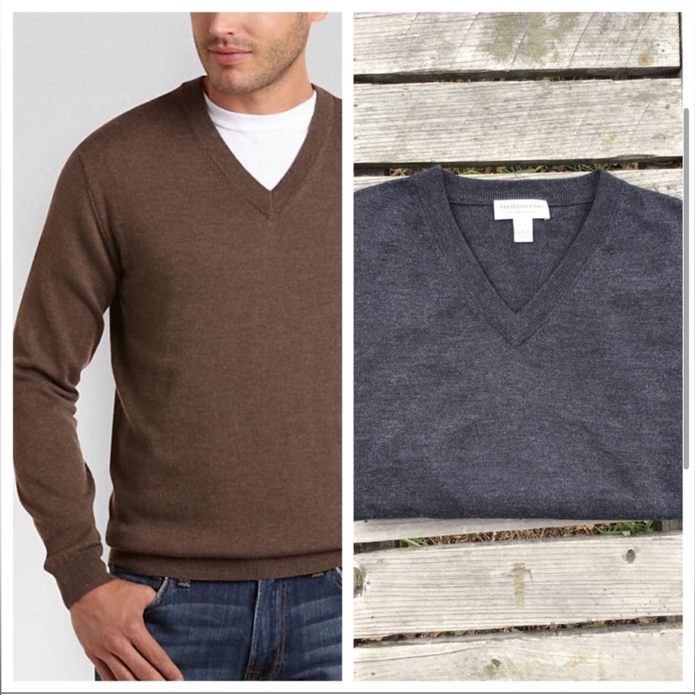 Pronto Uomo Extra Fine‎ Merino Charcoal V Neck